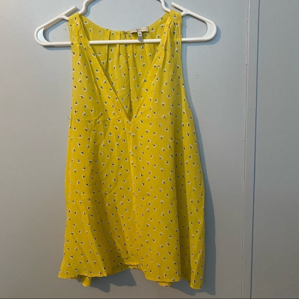 JOIE Yellow Florals Silk Sleeveless Blouse Top XS